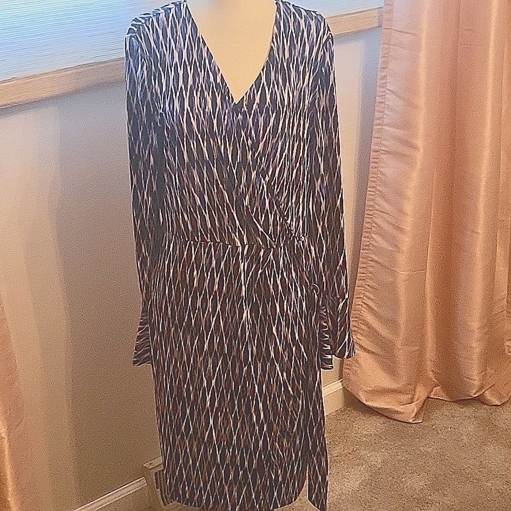 Multicolored blue dark blue brown white dress